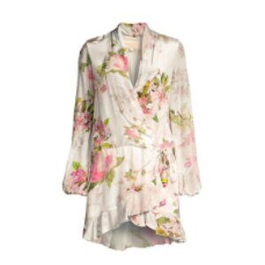 Rococo Sand Floral Long Sleeve Wrap Dress - XS